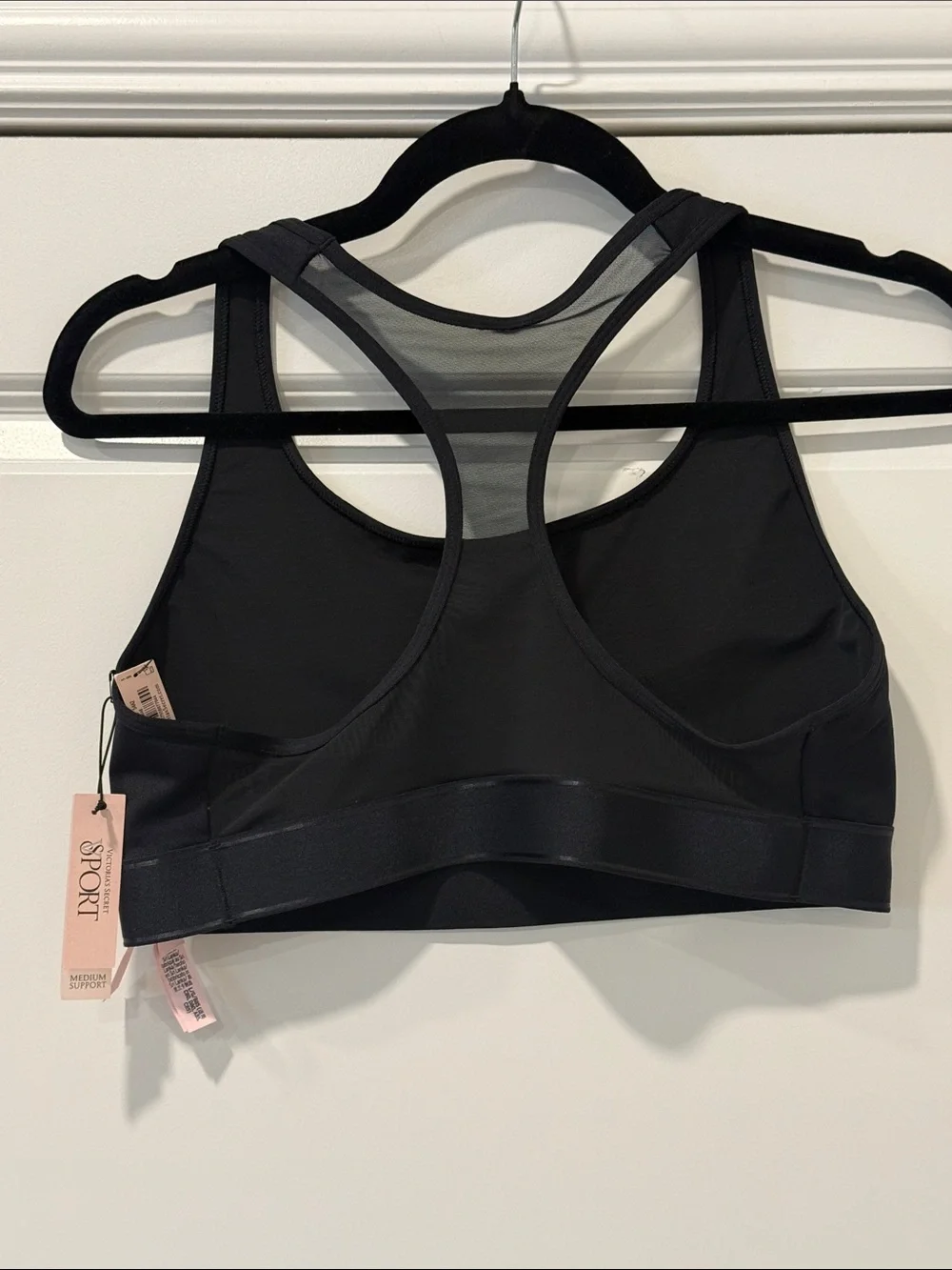 Victoria's Secret Sport Black Racerback Sports Bra with Mesh Back Medium Support